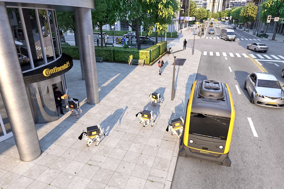 Continental robo dog cascaded robot delivery system, CES 2019